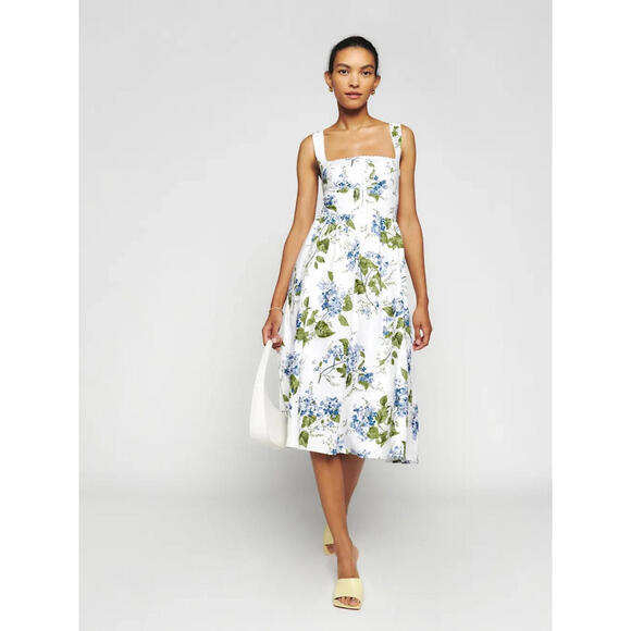 NEW, Reformation Tagliatelle Linen Dress in Riviera Size 6 #MD886 - Picture 1 of 9